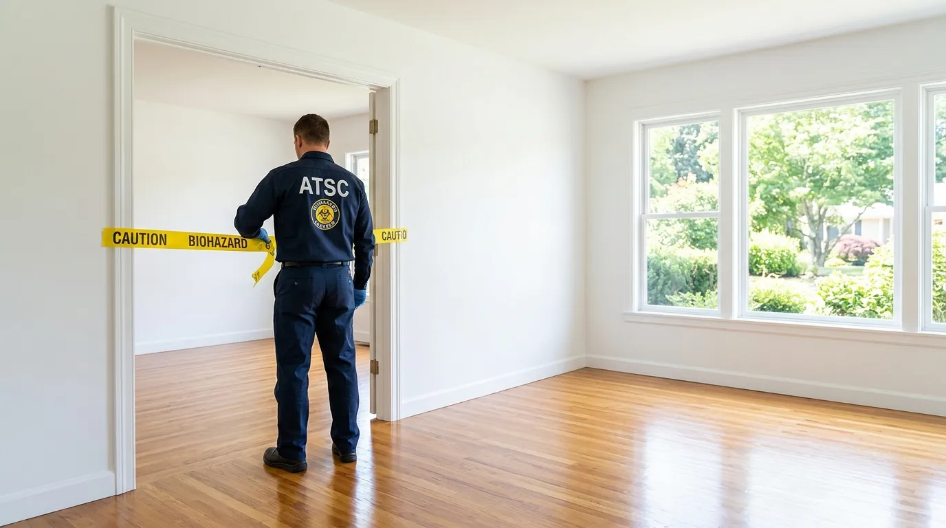 Certified biohazard cleanup crew performing Decomposition Cleanup in Lantana